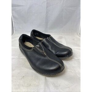 Clarks Womens Ashland Joy Loafer Black Leather Slip-On Ortho Clog Shoes SIZE 7